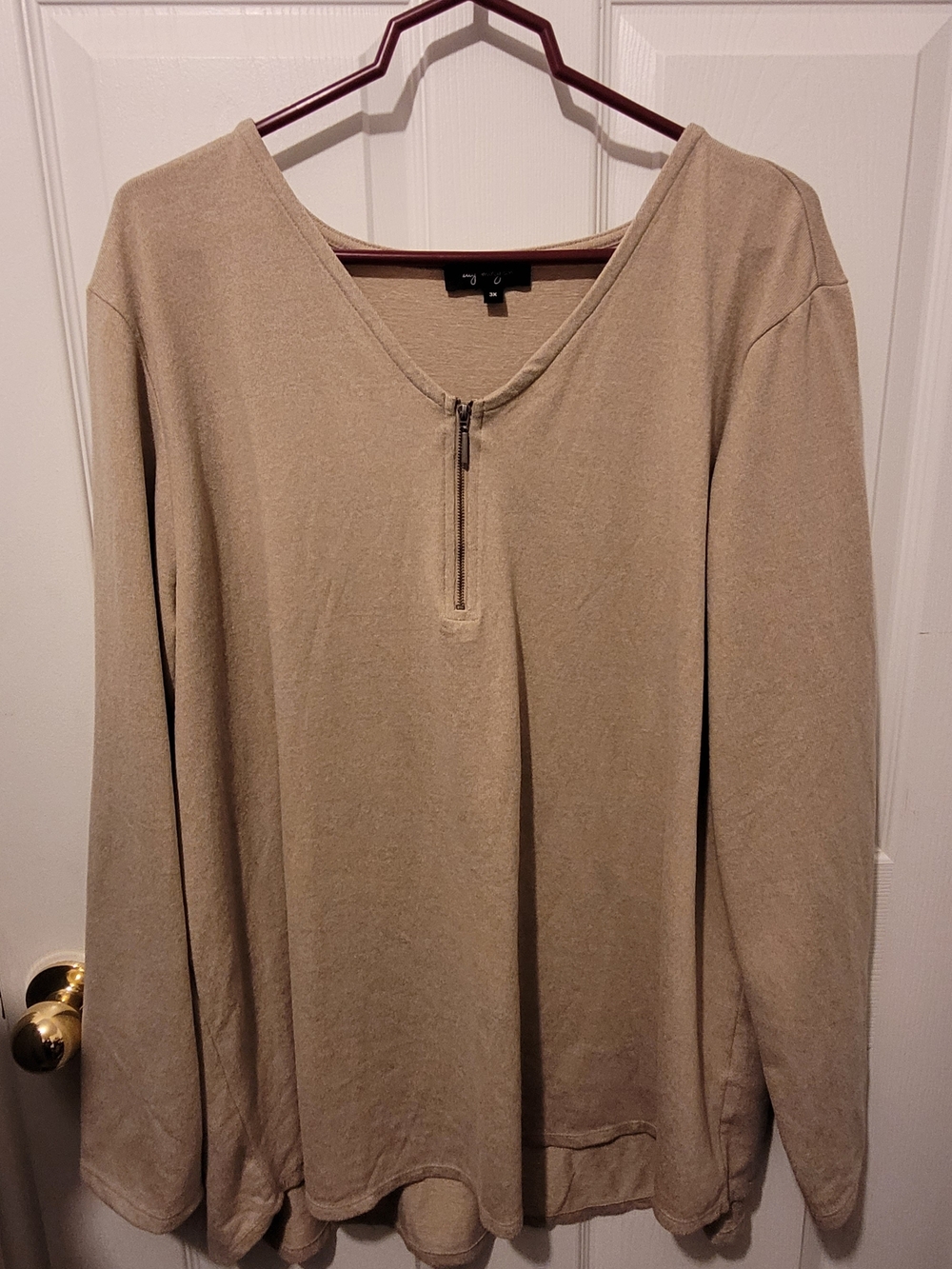 Vince Women’s Beige Zip-Front Long Sleeve Top